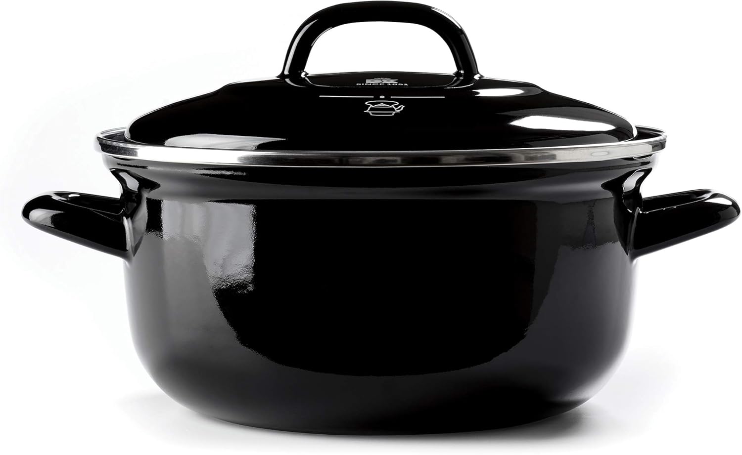 BK Indigo Aluminum Heavy-Gauge Carbon Steel, Induction, 2.5 QT Nonstick Glaze Dutch Oven, Dishwasher Safe, Black