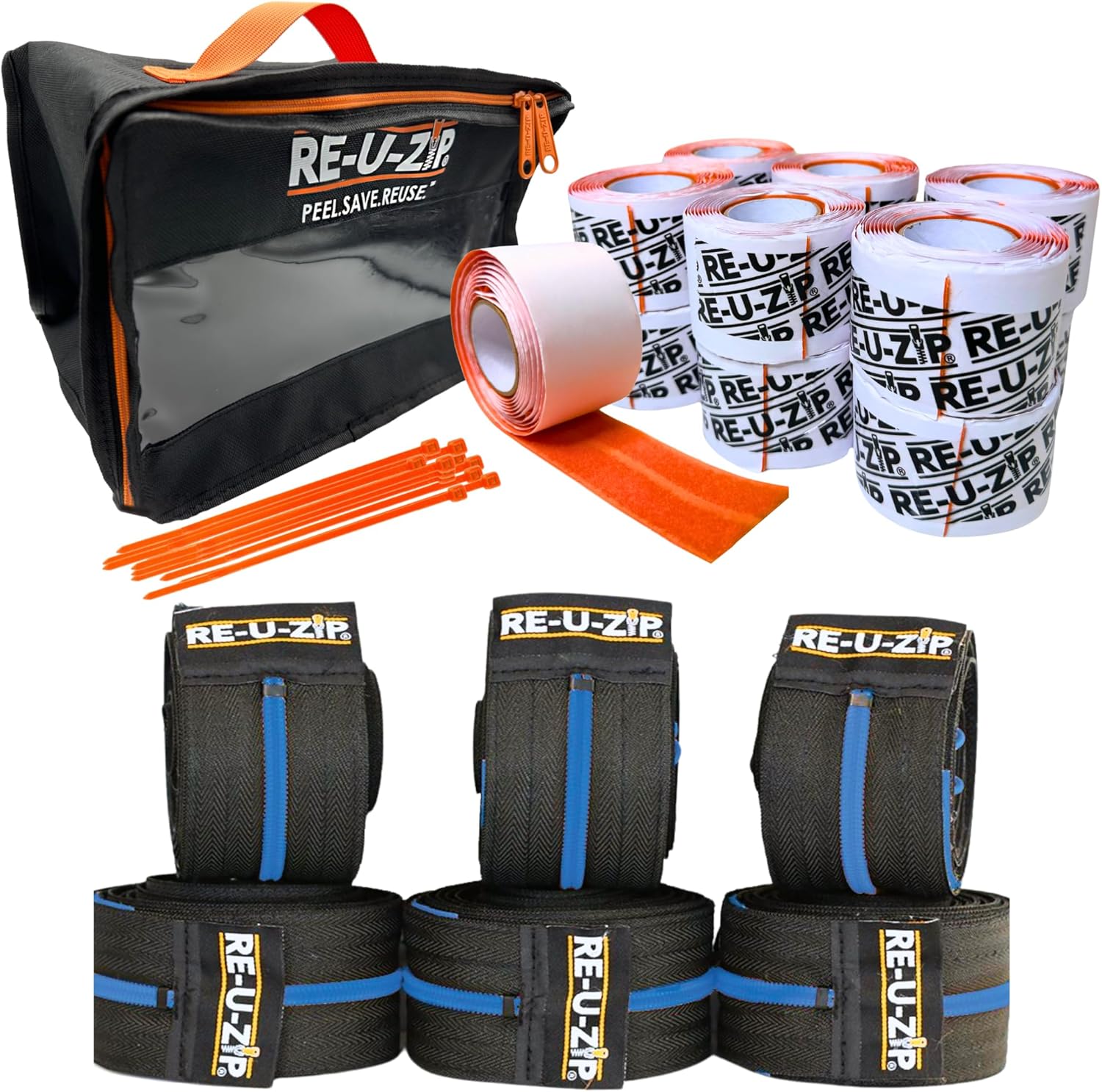 RE-U-ZIP® Heavy-Duty Reusable Dust Barrier Zipper | Pro Bundle | Patented Hook & Loop System | Cost-Effective & Reliable | Lockable Safety Feature