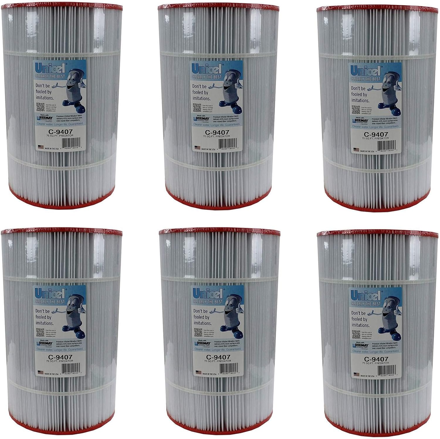 Unicel C-9407 75 Square Foot Media Replacement Pool Hot Tub Spa Filter Cartridge with 171 Pleats (6 Pack)