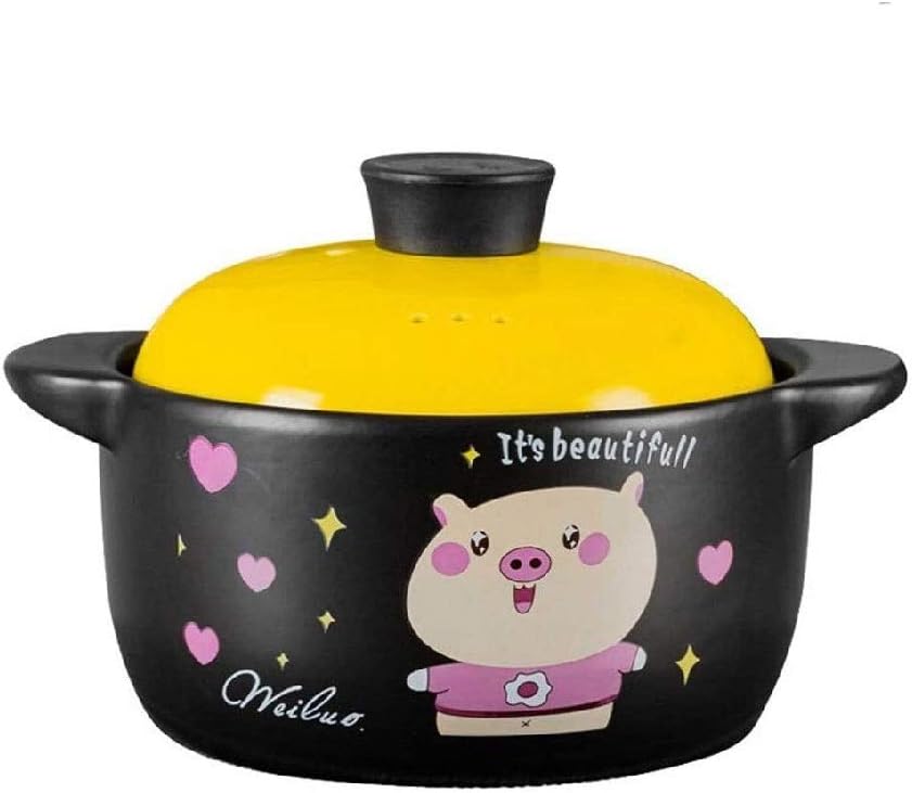 Bibimbap Stockpot, Ceramic Covered Casserole with Lid, Clay Pot Earthen Onion Soup Yellow