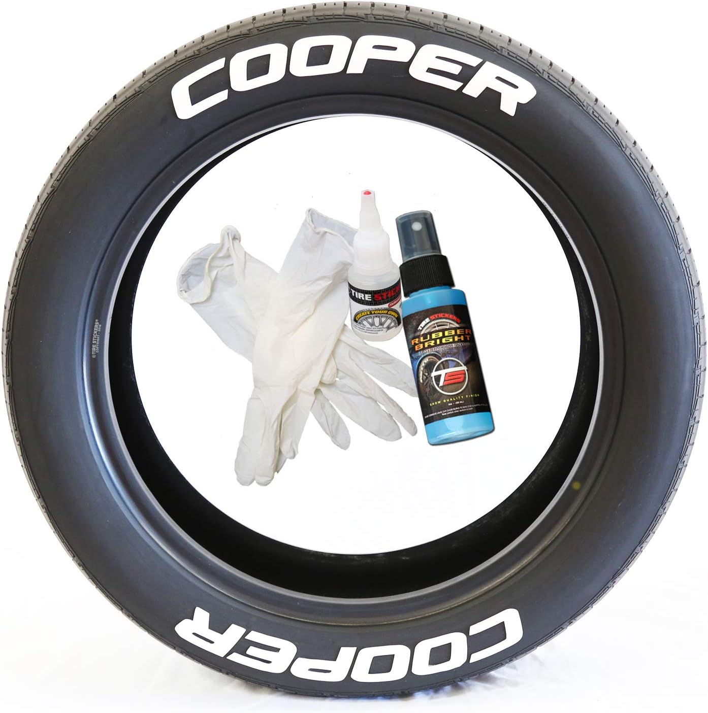 Tire Stickers Cooper Tire Lettering - Permanent DIY Glue-On Tire Letters - Custom Sizing/Colors - (Pack of 4)