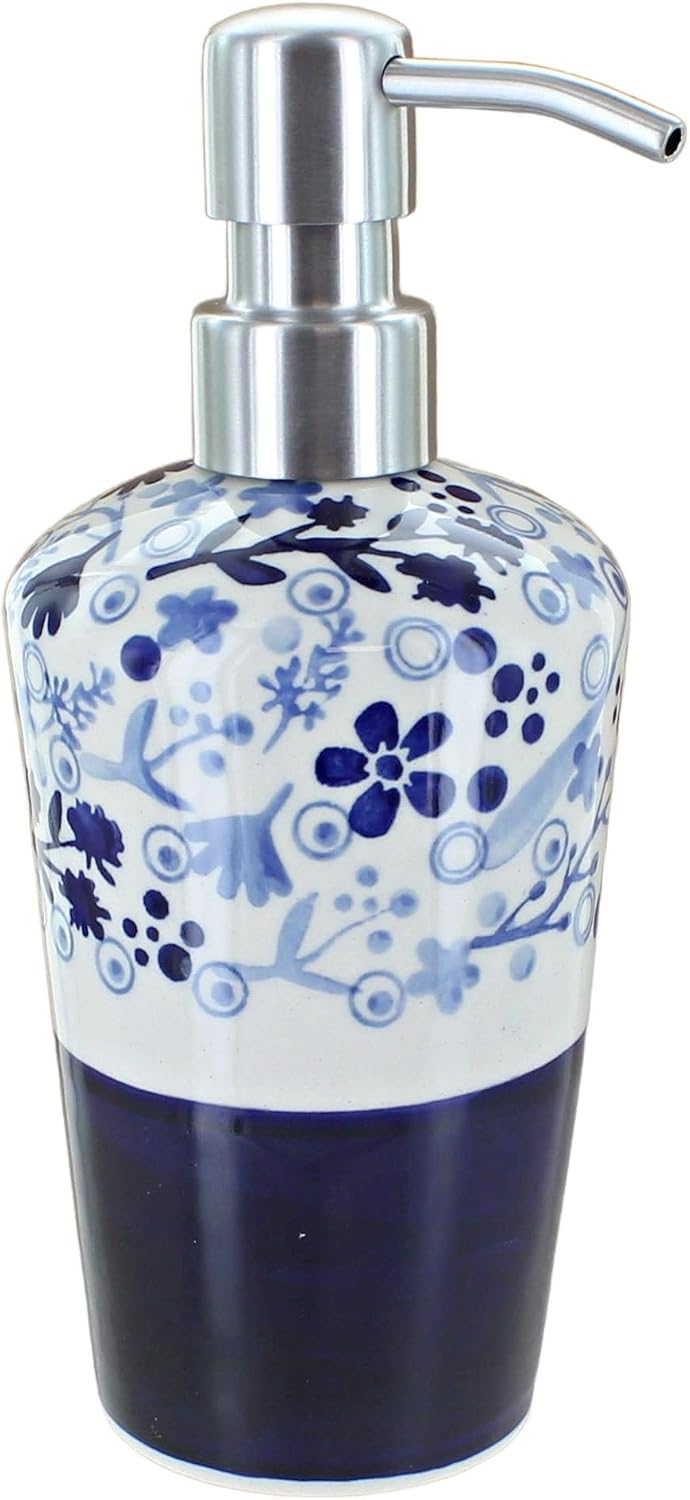 Blue Rose Polish Pottery - Blue Eloise Soap Dispenser - 6.75