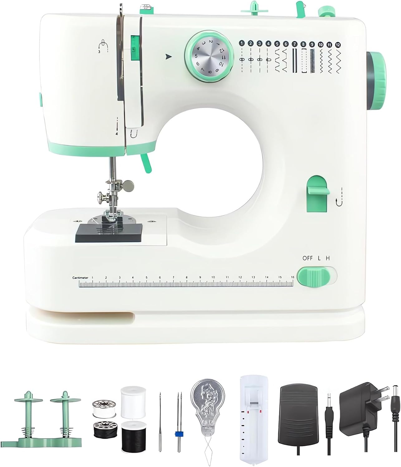 Beginner Sewing Machine Portable Sewing Machine with 12 Stitch Modes, Dual Needle & Adjustable Speed Lightweight Design, Foot Pedal Ideal for Adults, Home DIY & Crafts (12 Stitch)