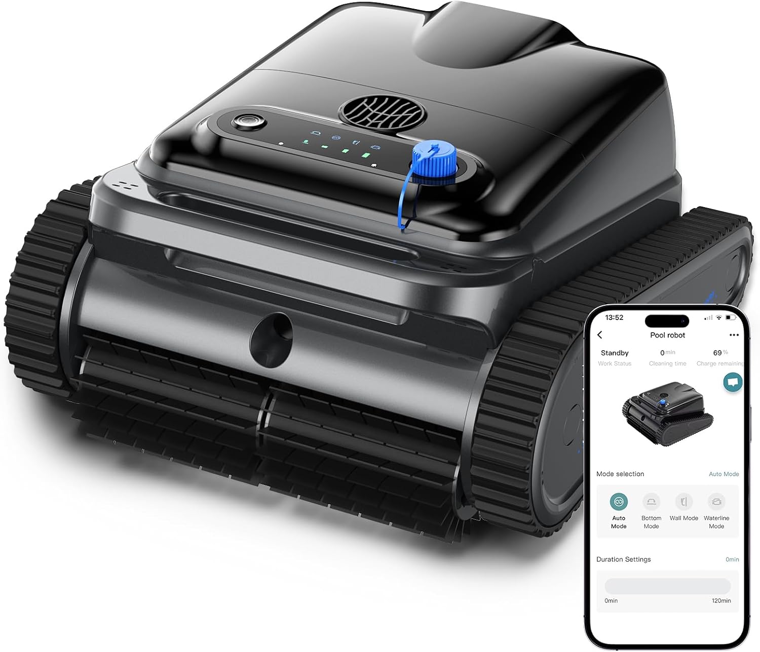 Y50S Robotic Pool Cleaner, Upgraded Motor, Powerful Wall-Climbing with Scrubber Brushes, Smart Path Navigation, Cordless Pool Vacuum for Inground Pools up to 2000 Sq.ft (Night)