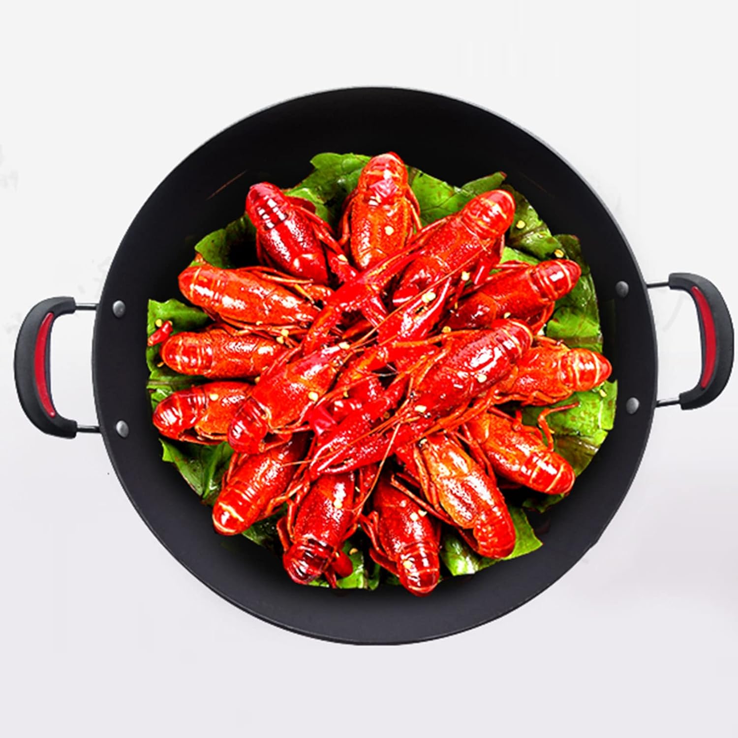 Cast Iron Wok, Double Ear Large Iron Wok, Household Large Iron Wok Pot, Double Ear Cast Iron Pot,51Cm,46cm