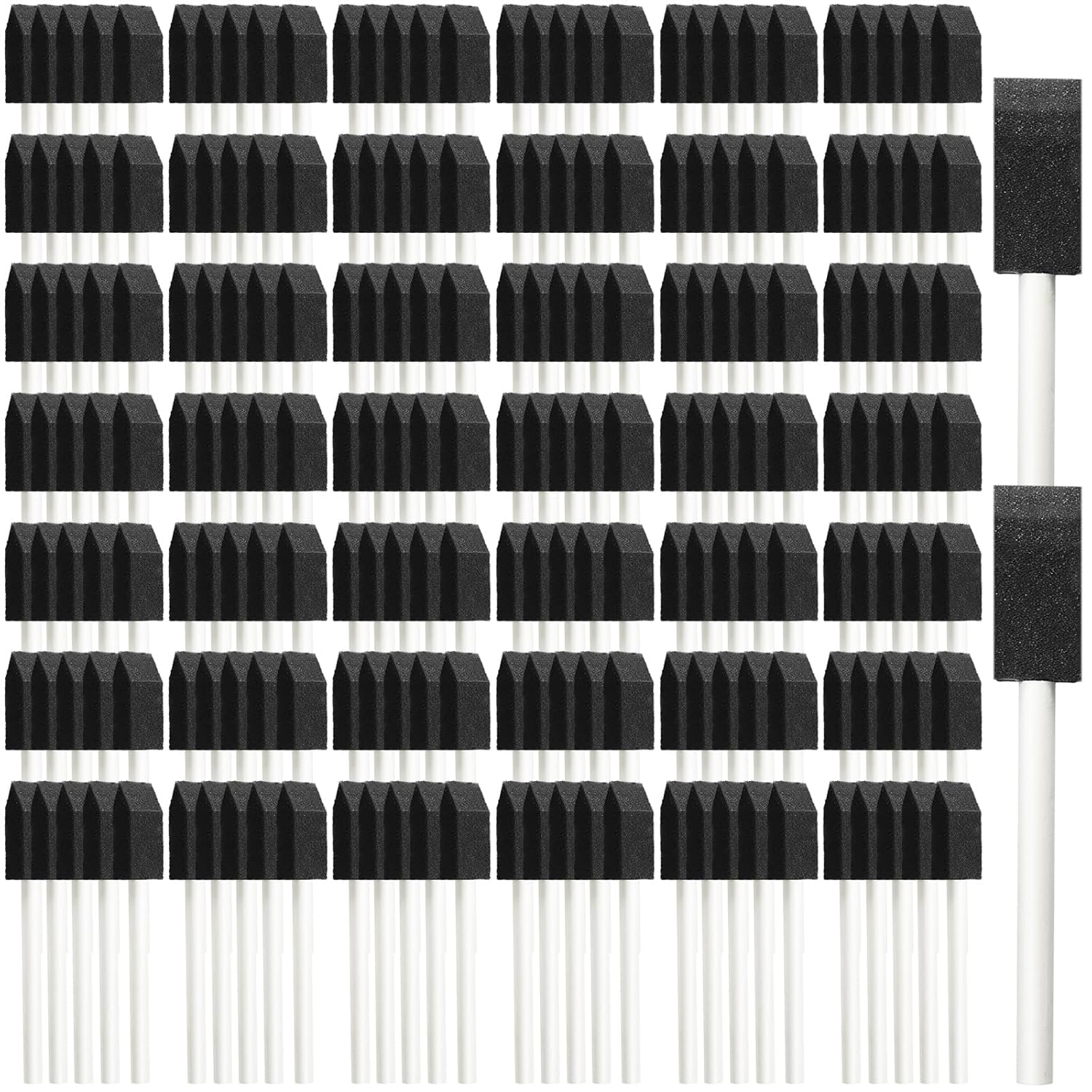 Leinuosen 1000 Pcs Black Foam Brush Bulk Sponge Paint Brush with Handle 1inch Wood Grip Foam Art Paintbrushes for Paint Crafts Art Acrylics Stains