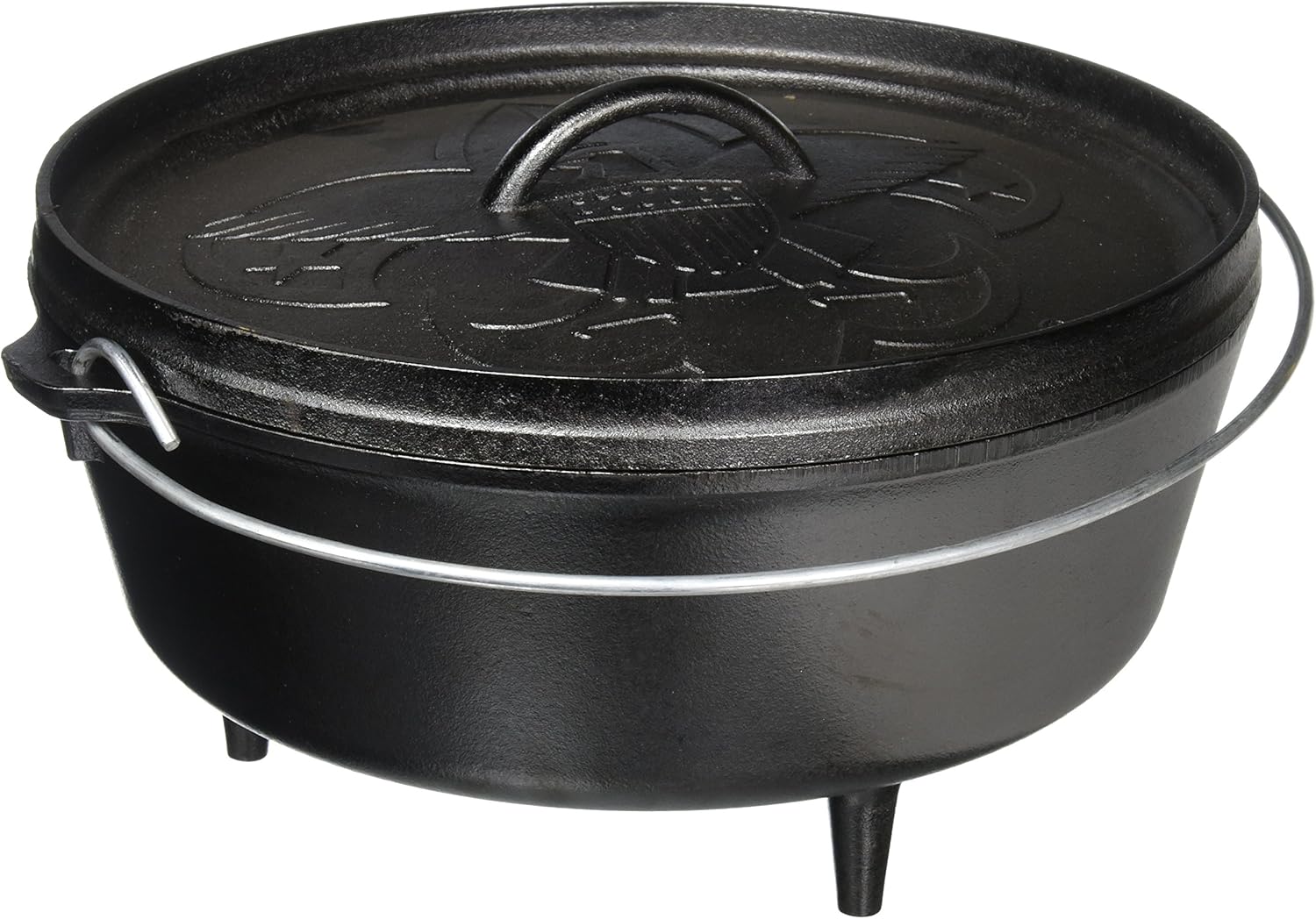 Lodge 8 Quart Pre-Seasoned Cast Iron Camp Dutch Oven with Lid - Dual Handles - Use in the Oven, on the Stove, on the Grill or over the Campfire - Black