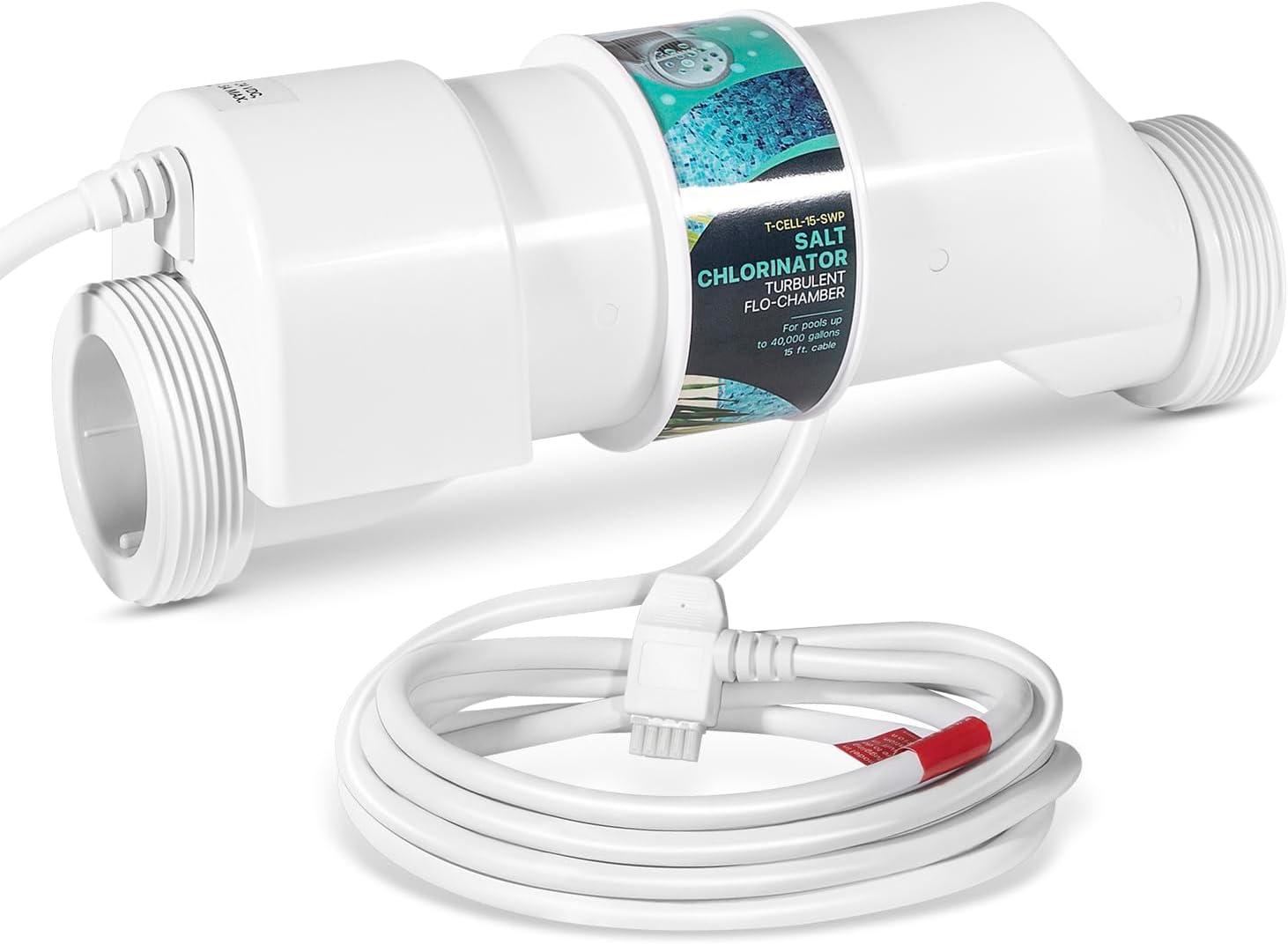 Salt ChIorination Cell T-CELL-15-SWP Replacement for Hayward TurboCell T-15 In-Ground Swimming Pools Up to 40,000 Gallons, Replaces for Hayward T-Cell-15, W3T-CELL-15, T-Cell 15, Cell T-15