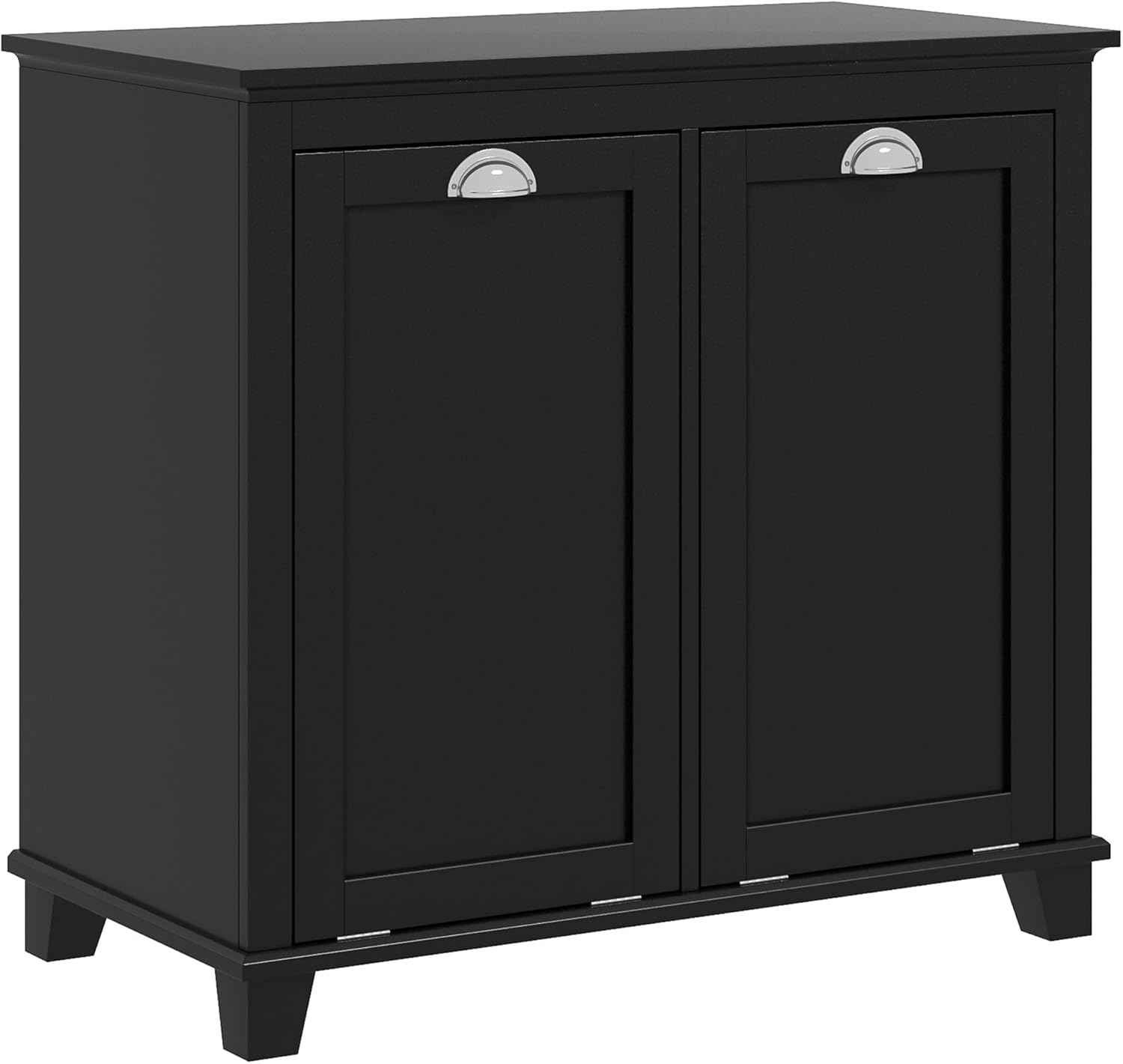 HOMCOM Dual Tilt Out Laundry Hamper Cabinet, Bathroom Storage Cabinet with 2-Compartment Hamper, Modern Bathroom Floor Cabinet for Washroom, White