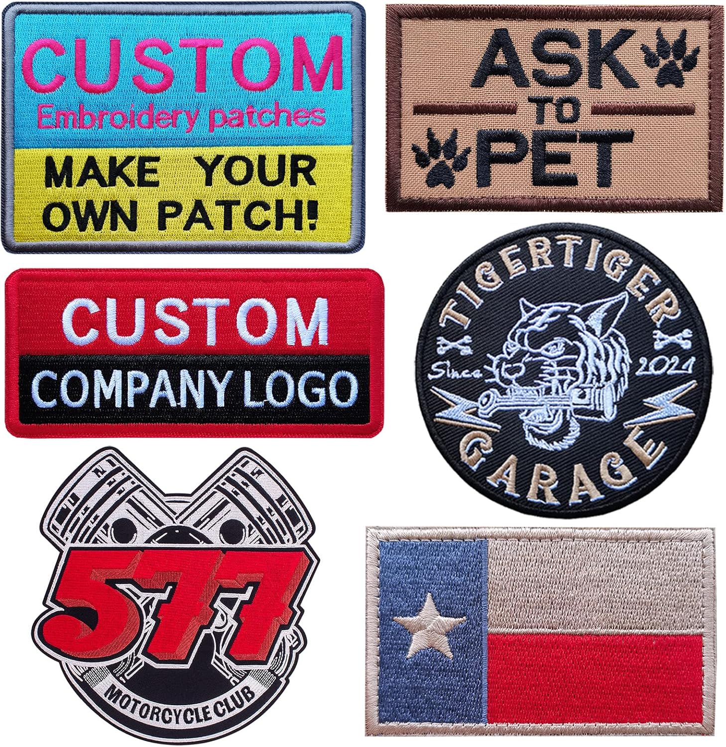 Custom Embroidery Patches, Personalized Morale Patches, Any Size or Logo can be Customized, Hook and Loop ，Sew on ，Iron on