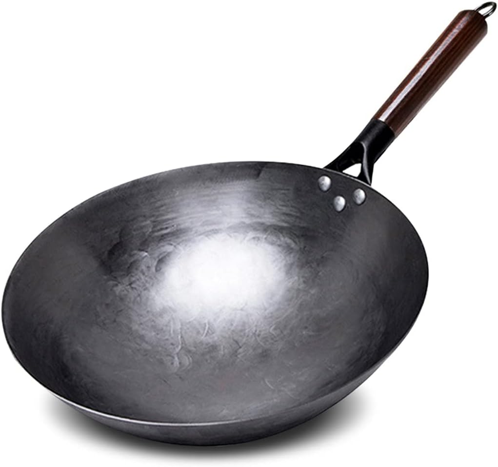 Non-coating Iron Wok Chinese Traditional Handmade For Kitchen Pan Wooden Handle For Gas Cookware 1 to 2