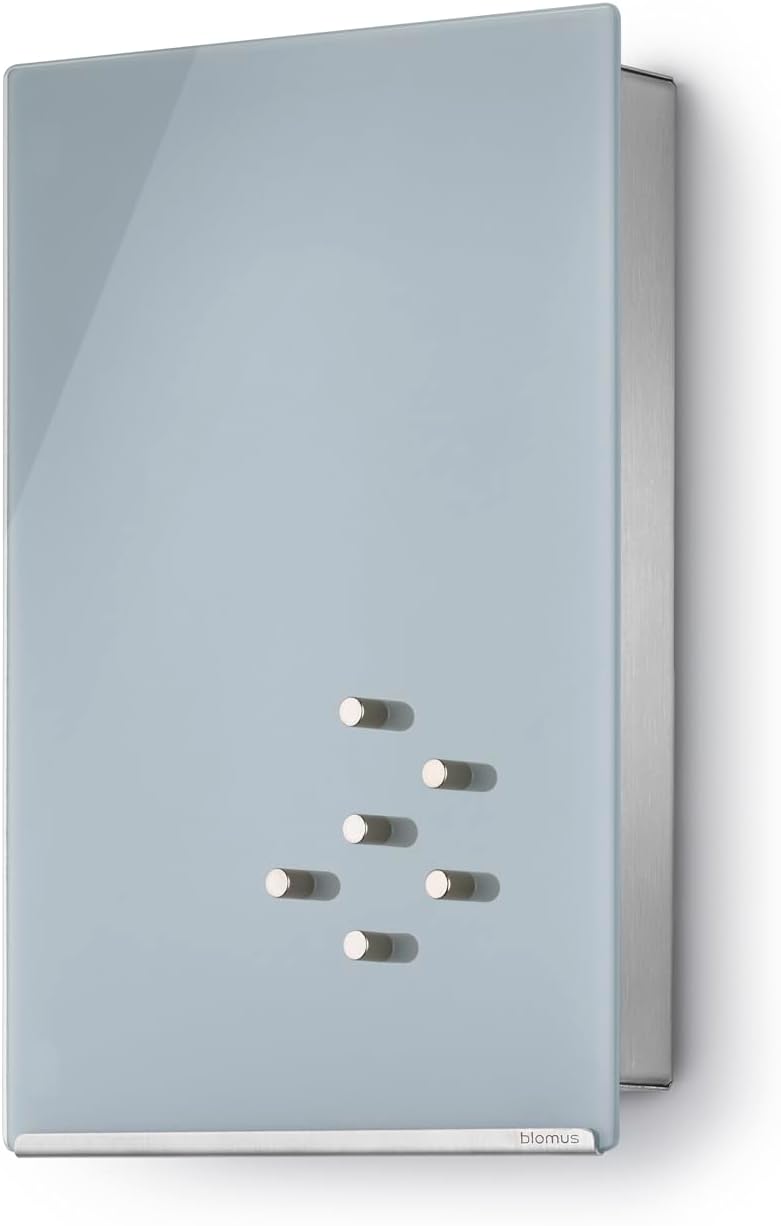 Blomus 65372 Velio Glass Magnet Board with Hook Organizer, Gray