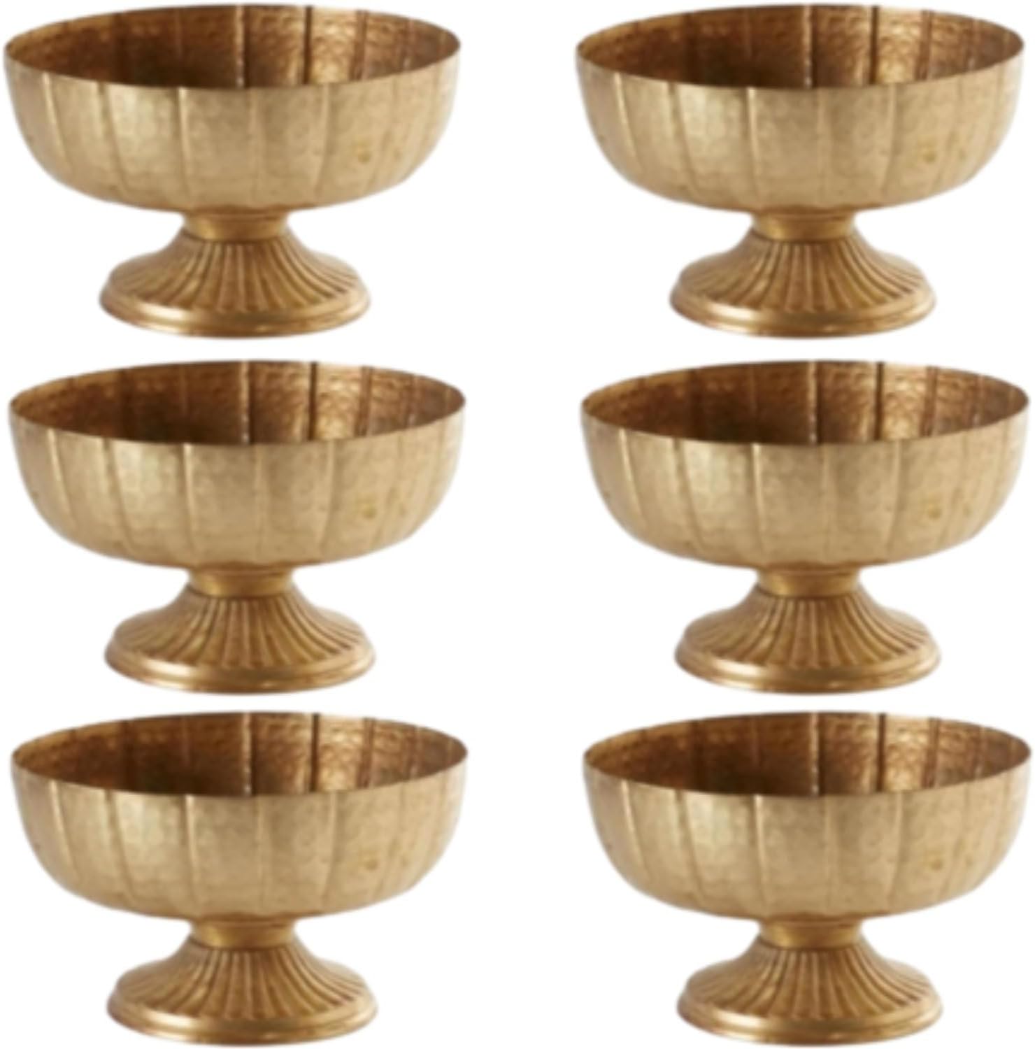 6 Pcs Distressed Gold Metal Compote Bowl Compote Vase Centerpieces for Table Pedestal Vase for Wedding Birthday Party Anniversary Indoor Outdoor Activity, 8