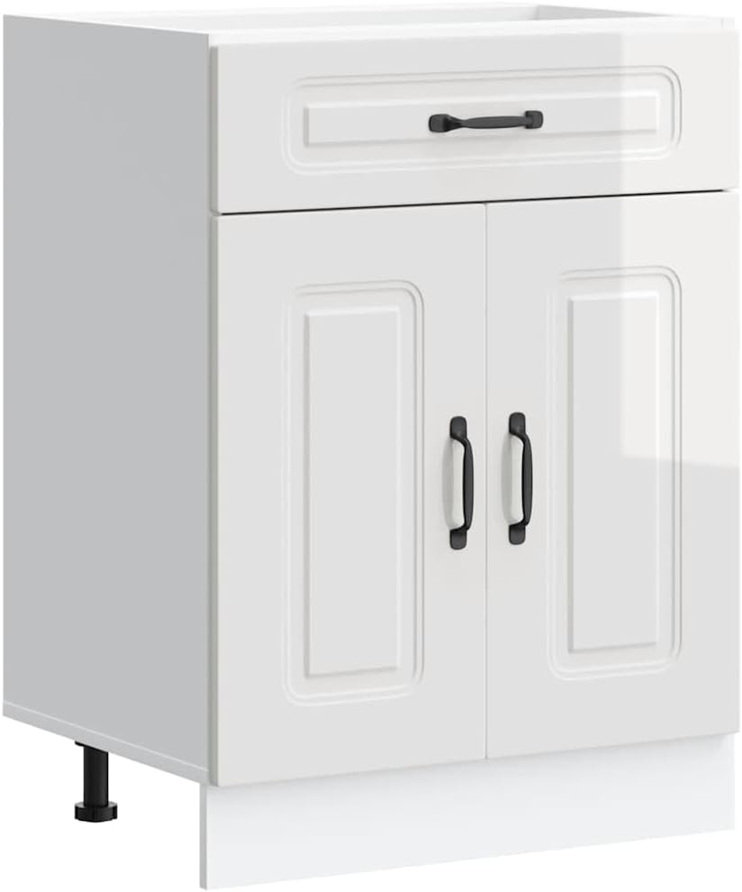vidaXL Kitchen Base Cabinet High Gloss White Engineered Wood Standard
