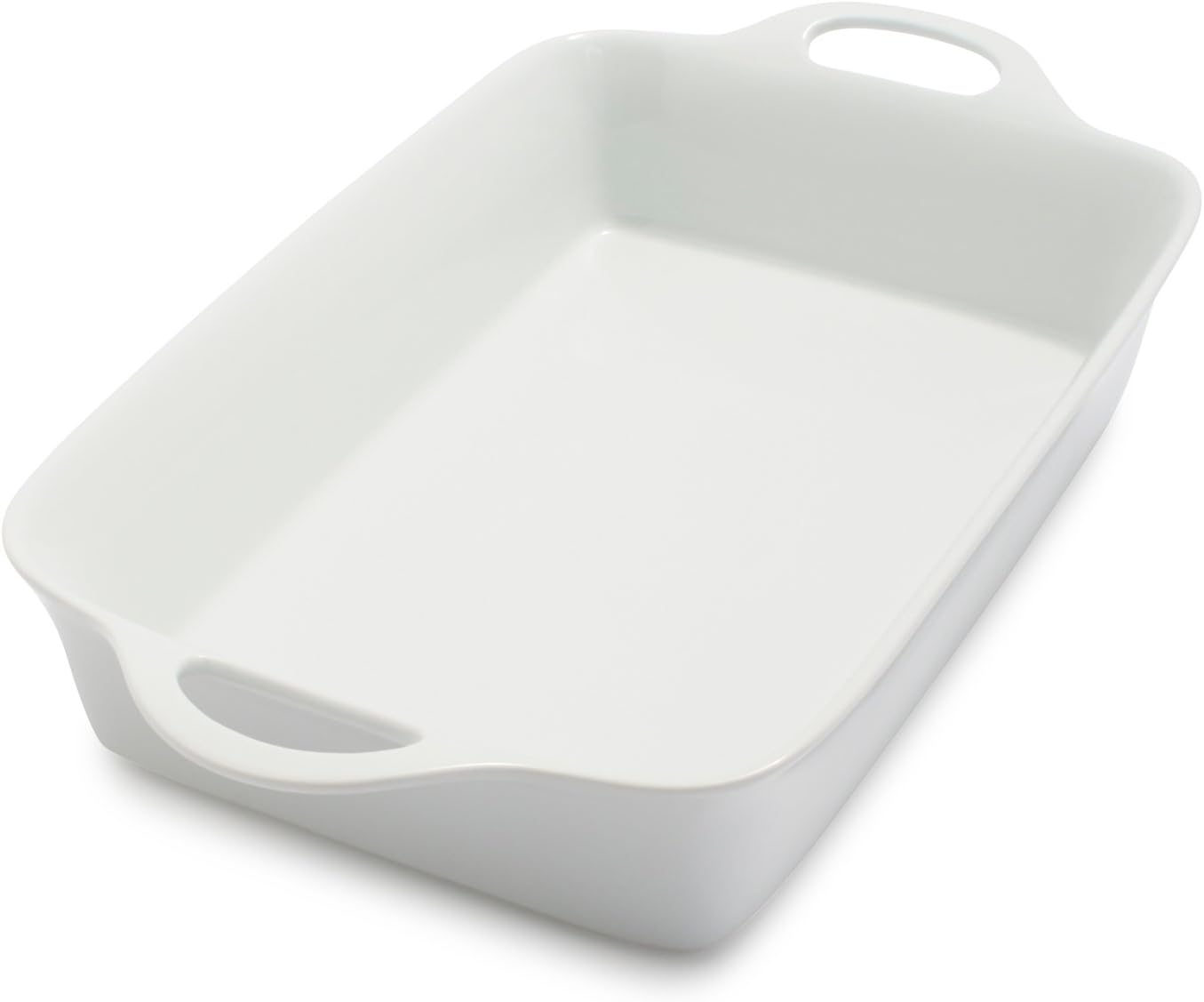Sur La Table 6 Qt Porcelain Baking Dish – Rectangular Casserole Baker for Pasta, Roasted Veggies & Desserts, Classic White Glaze, Oven to Table, Nesting Bakeware, Dishwasher