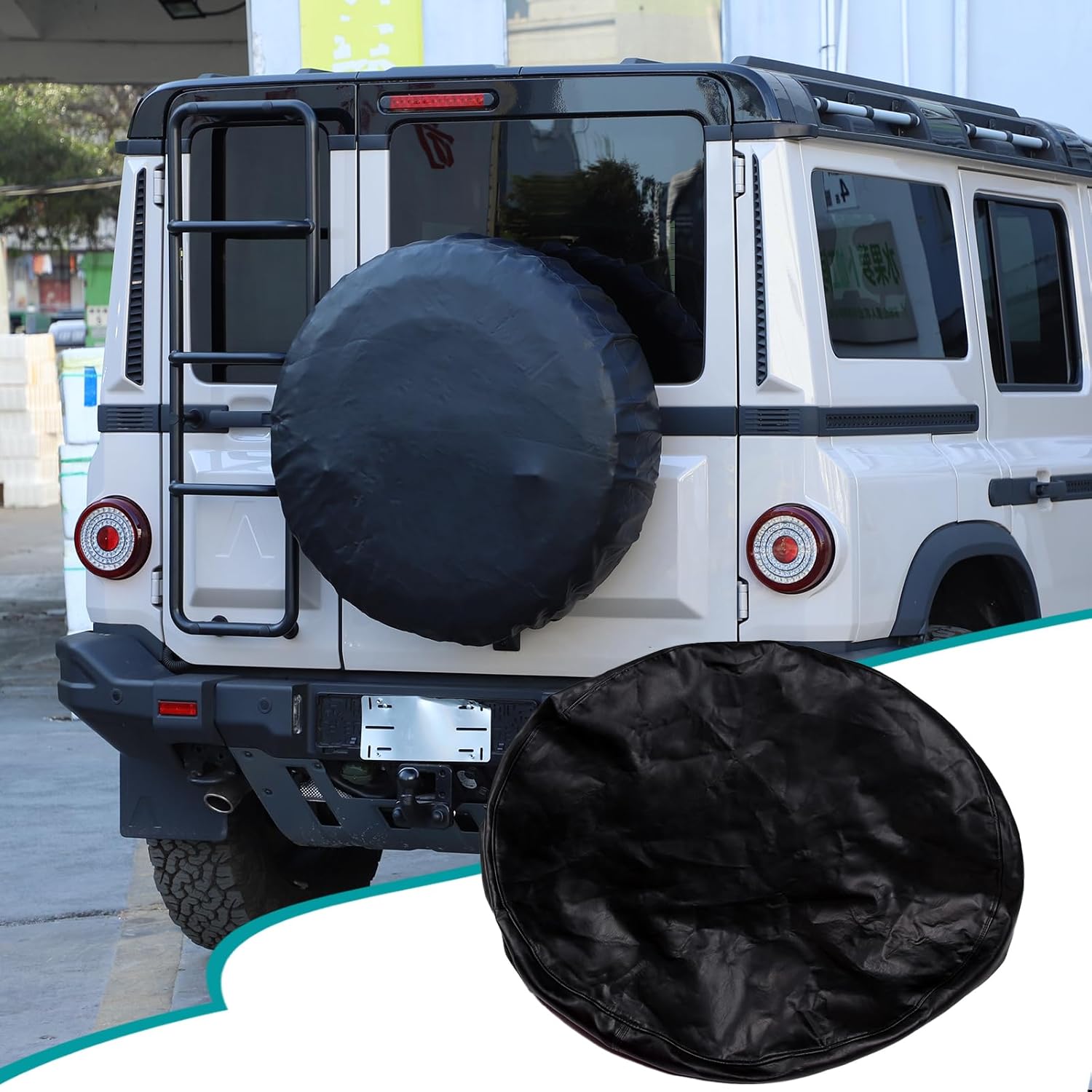 Car Leather Spare Tire Wheel Cover Decorative Compatible with Ineos Grenadier 2020-2024 Tough Tire Wheel Soft Cover Accessriose (Style B)