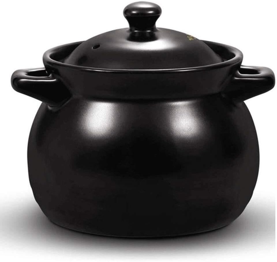 1L Ceramic Casserole Soup Pot with Non-Slip Handle, Heat-Resistant Lid, Ideal for Stews, Soups, Porridge, and More