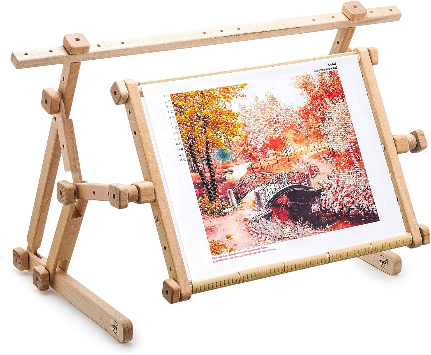 Embroidery Adjustable Lap Table Stand Hands Free Needlepoint Wooden Cross Stitch Scroll Frame Tapestry Holder Bed Table Stand Craft Tool (15.7