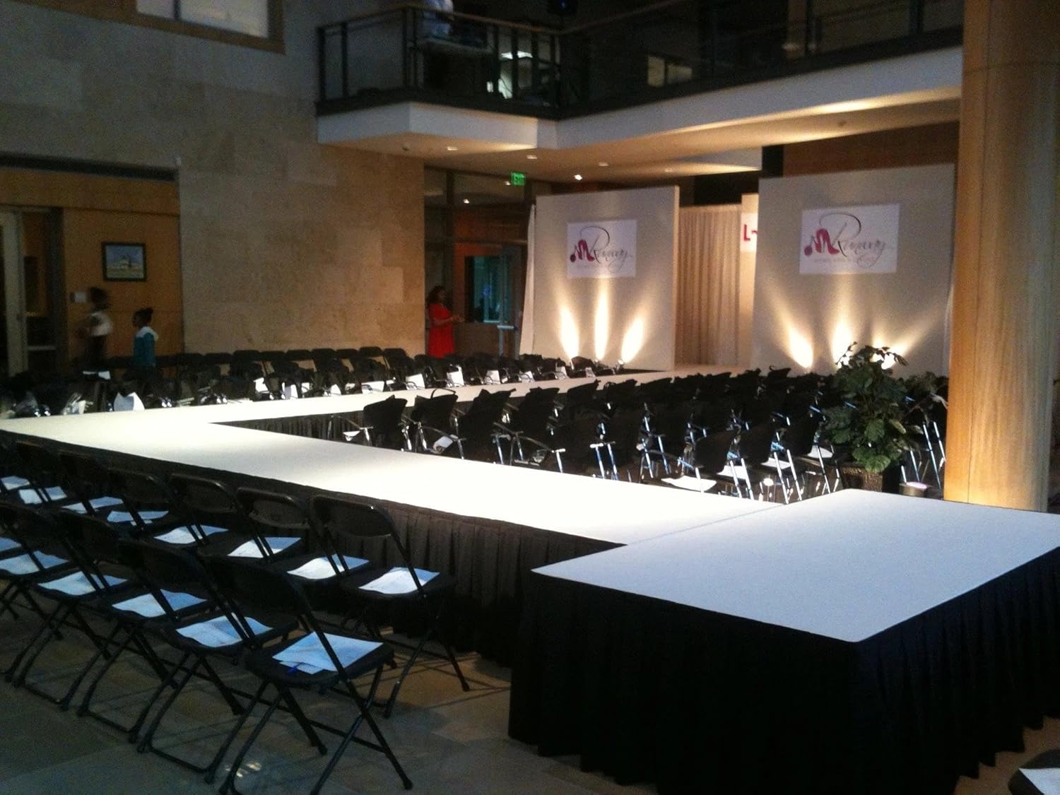 Stage Skirt, Black Stage Skirting Box Pleat, Any Length and Height, Rectangular, Polyester (Box Pleat, 8ft Length x 16in Height)