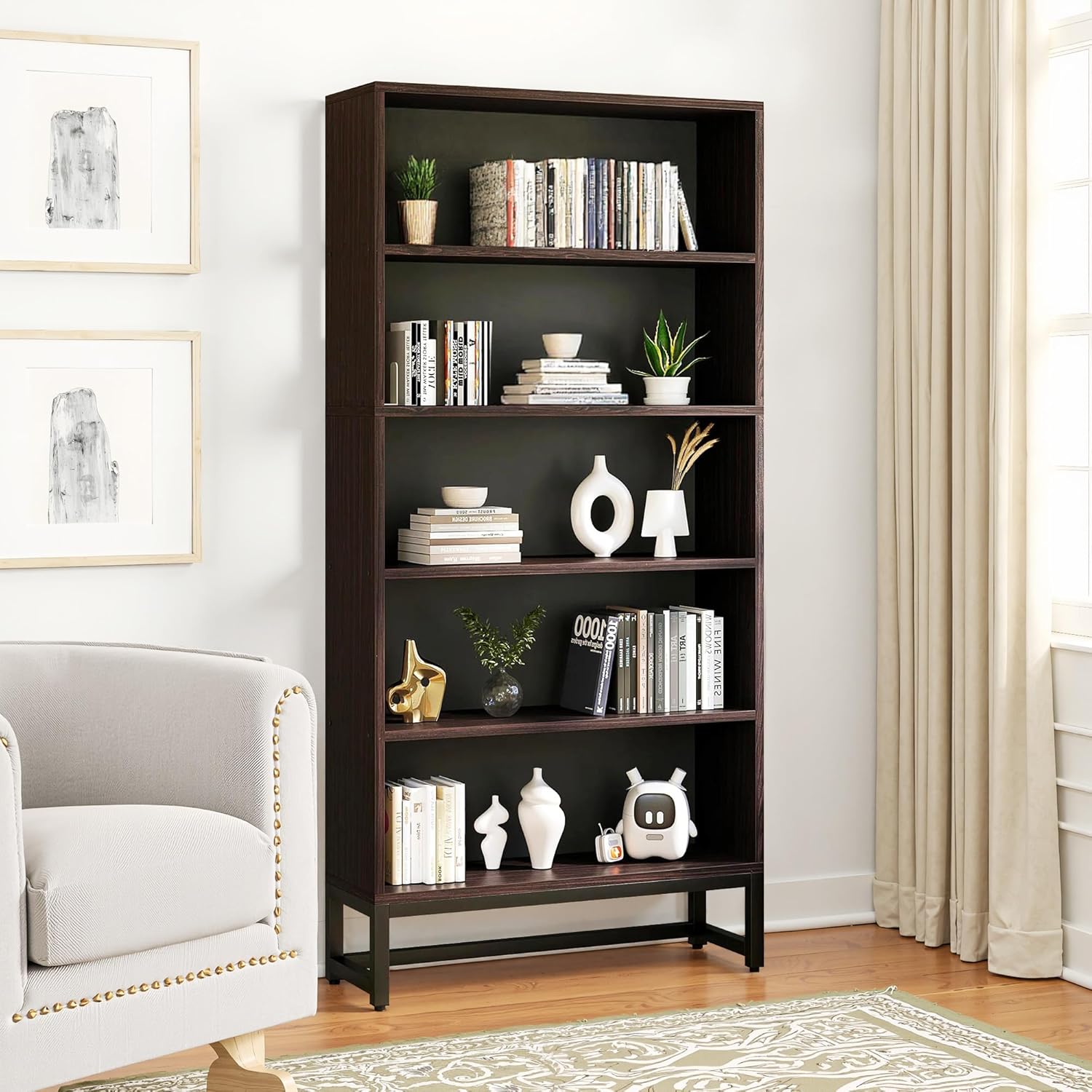 NicBex 5 Tier Tall Corner Shelf Stand Bookcase 70