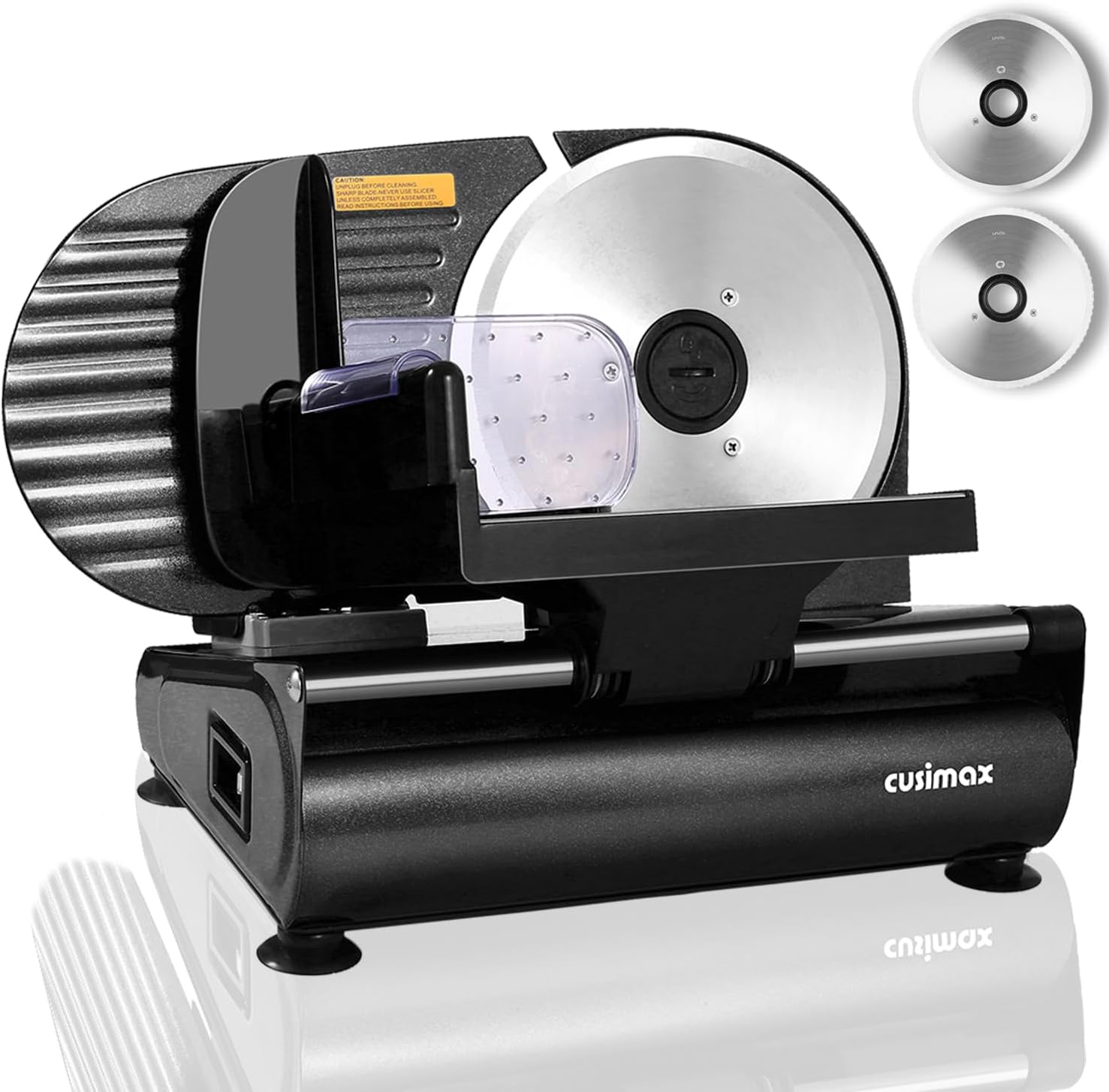 Meat Slicer,CUSIMAX Electric Deli Meat Slicer with 2 Removable 8.7''Stainless Steel Blades,Removable Food Carriage,1-20mm Adjustable Thickness Food Slicer for Home,Easy for Cut Meat,Cheese,Bread