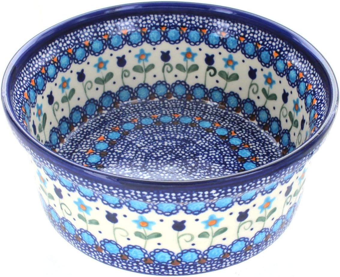 Blue Rose Polish Pottery - Blue Savannah Round Baker - 7