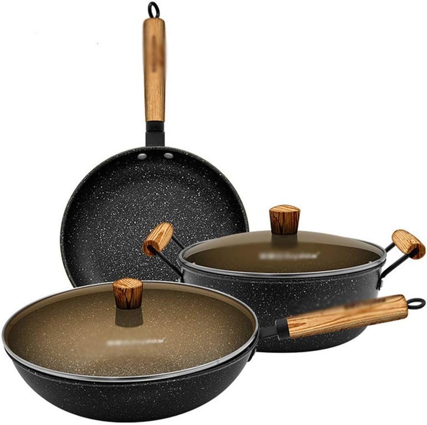 Non Stick Pot Suit Refined Iron Manufacturing Composite Bottom Fashion Pot Set General Use of Stoves Easy to Clean