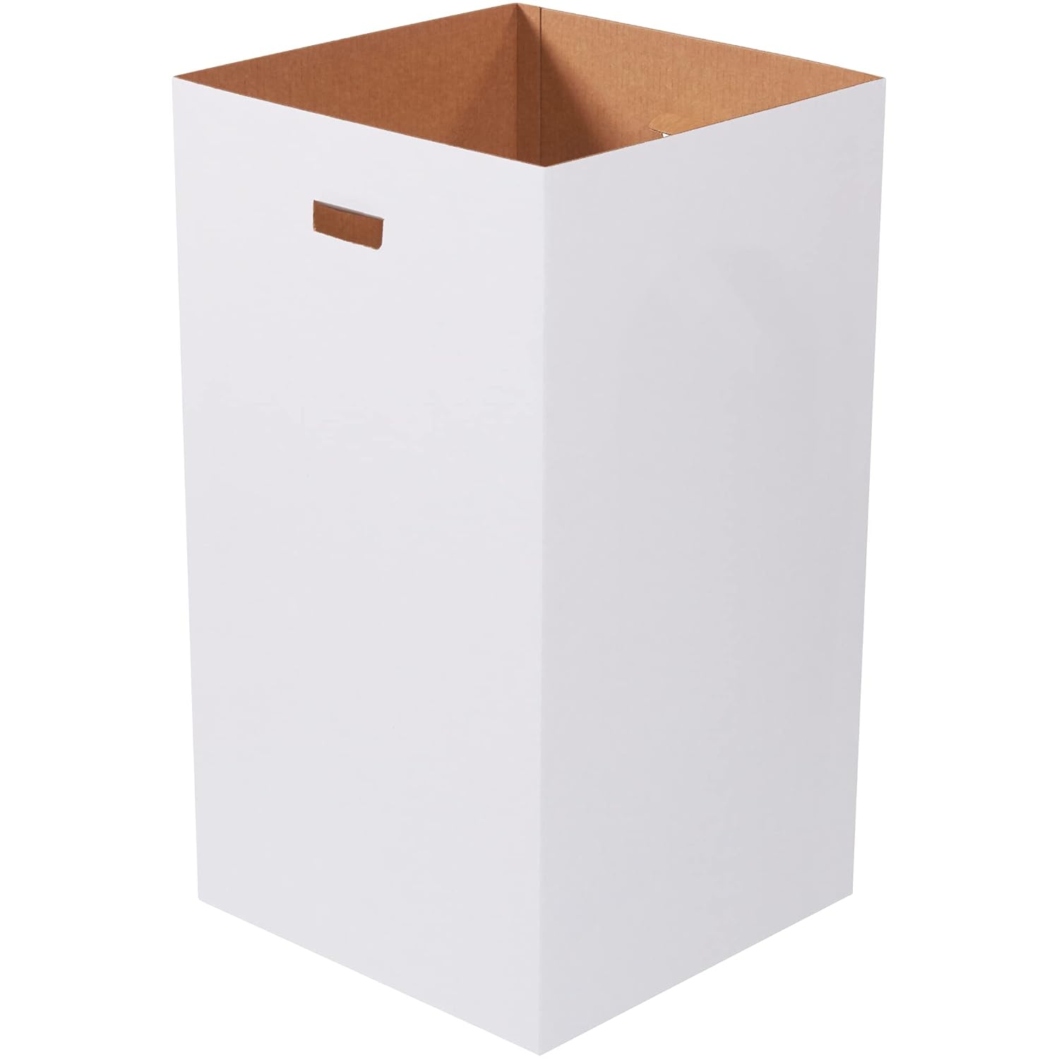 Tape Logic Corrugated Trash Can Plain, 50 Gallon, 18' x 18' x 36', White, 10/Bundle