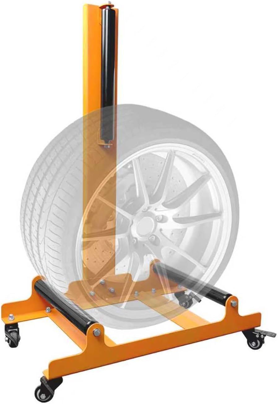 Rolling Wheel Detailing Stand – Heavy-Duty Tire Cleaning and Polishing Roller with 3-Way Rotating Rollers for Ceramic Coating, Tire Shine, Car Wheel Wash – Garage Accessory for Auto Detailers