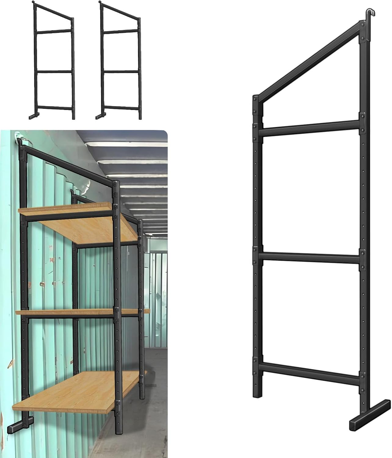 3 Pack Shipping Container Shelving Bracket, DIY Adjustable 3-Tier Power Coated Steel Brackets for Heavy Duty Trailer Containers, 57