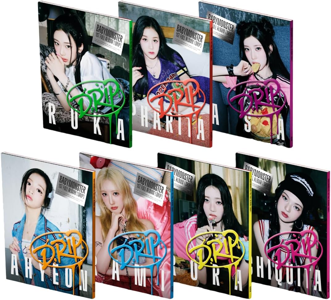 BABYMONSTER 1st FULL ALBUM [DRIP] TAG 7 Set Version + [Pre-Order Embossed Sticker, Hologram Selfie Photocards]