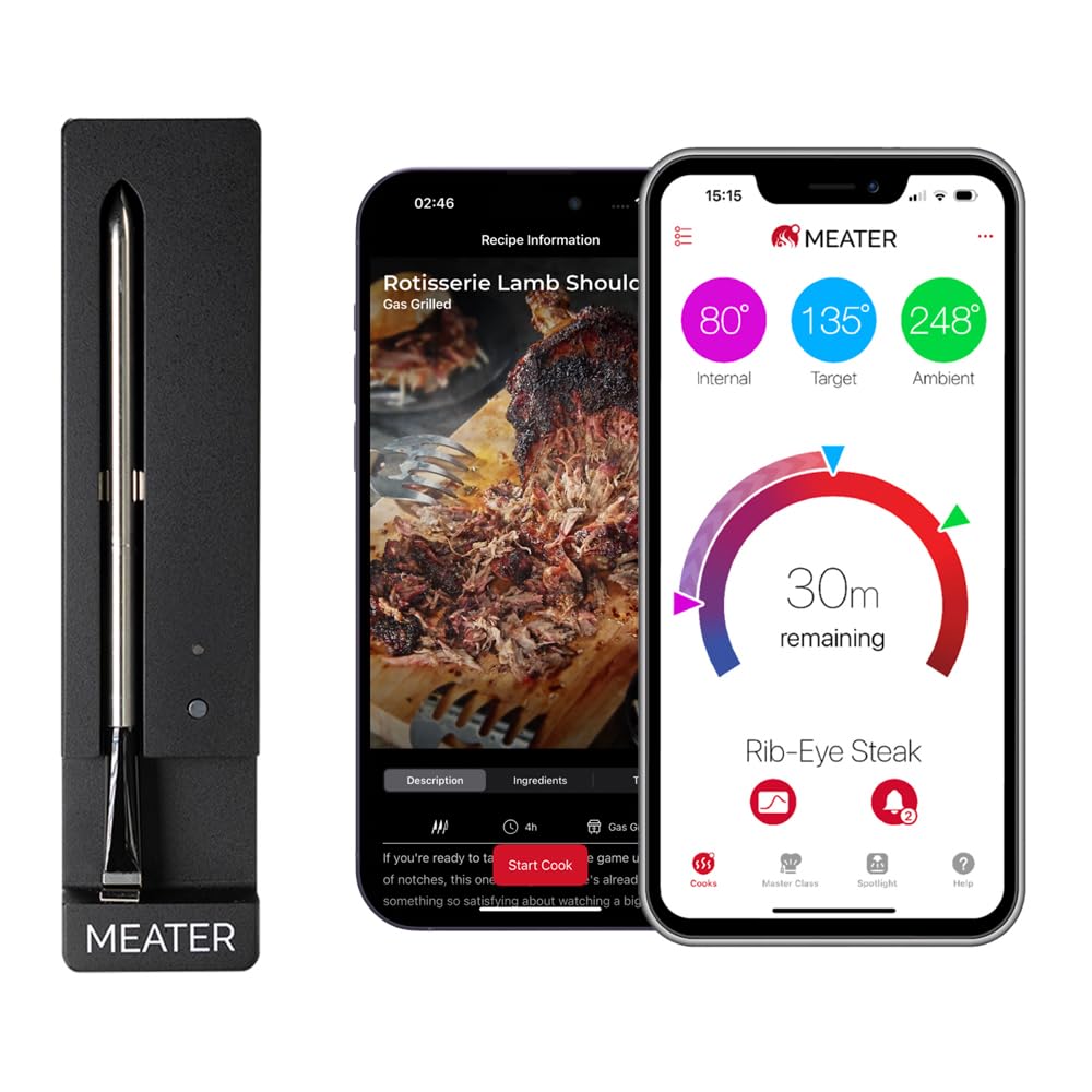 MEATER Plus: Smart Bluetooth Wireless Meat Thermometer Digital | BBQ, Grill, Oven, Smoker, Air Fryer, Kitchen | Perfect for Steak, Chicken, Turkey, and More | Delicious Recipes in App