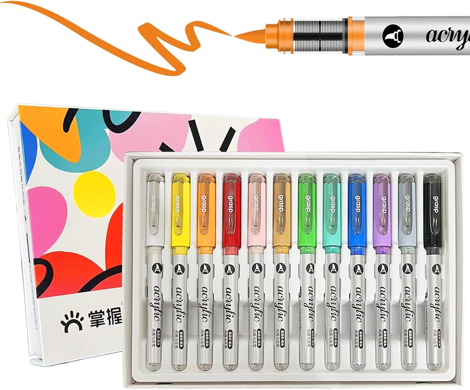 120 Color Acrylic Paint Markers, Brush Tip Acrylic Paint Pens With Visual Ink Window, Fabric Paint Markers for Clothes, Textile - High Coverage on Wood, Glass, Rock - DIY Art Supplies for Kids, Adults