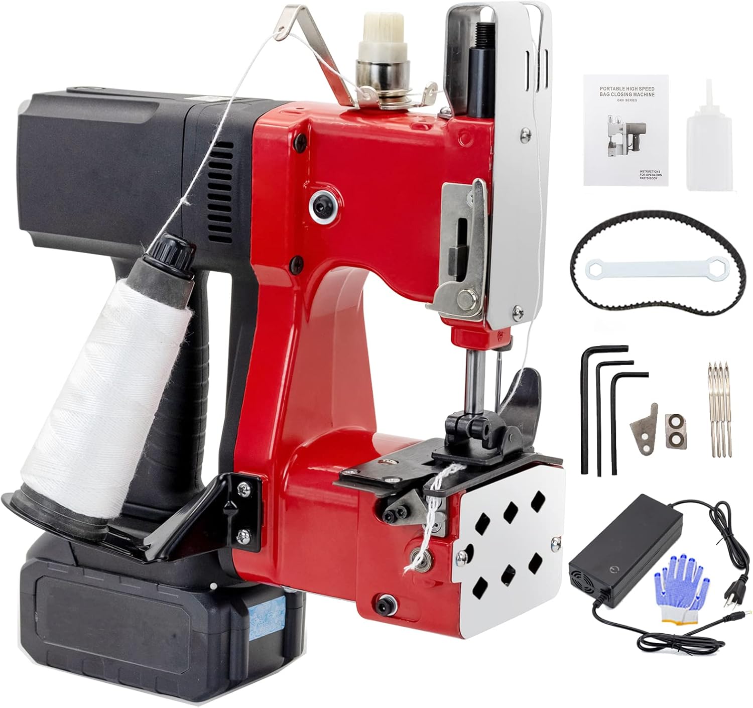 Electric Bag Sewing Machine - Ind. Handheld Bag Closer & Closing Stitcher GK9-900 for Woven Rice & Leather Bags