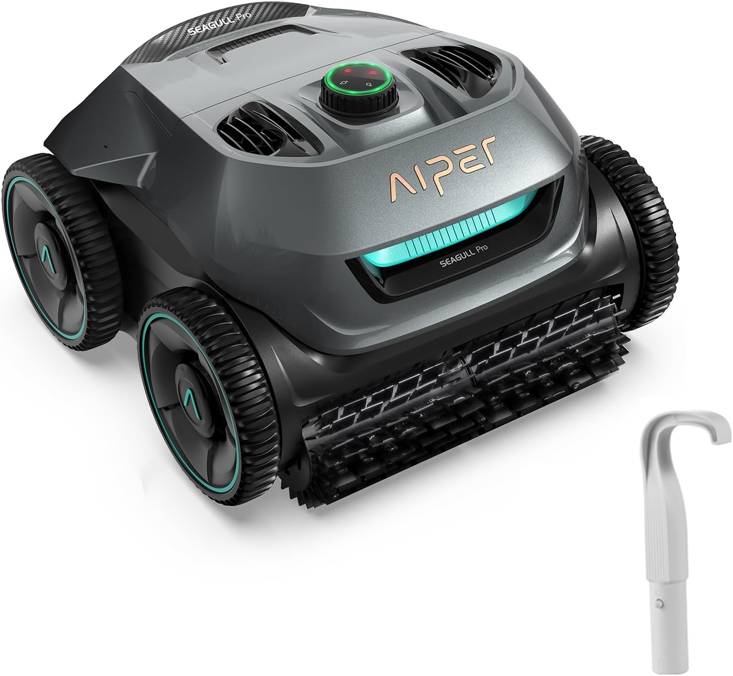 AIPER Cordless Robotic Pool Cleaner, WavePath Navigation, Wall-Climbing, Quad-Motor, 150 mins Runtime for Inground Pools up to 1,600 sq.ft, Seagull Pro ZT6002 (Renewed)