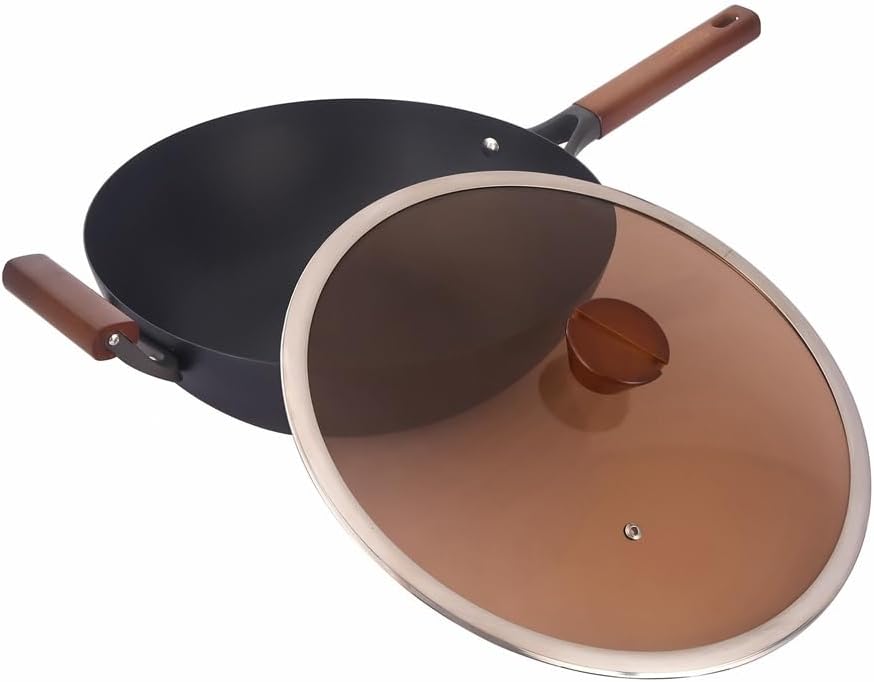 Cast Iron Pot Uncoated And Non Stick Wok Casserole Kitchen Cooking Skillet Cookware Pan Fry