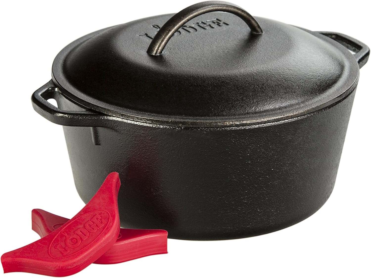 Lodge 7-Quart Cast Iron Dutch Oven – Made in USA, Pre-Seasoned, PFAS-Free & Non-Toxic, Heat-Treated, Induction Compatible, Self-Basting Lid, Durable Multi-Use Cooking Pot for Oven to Table