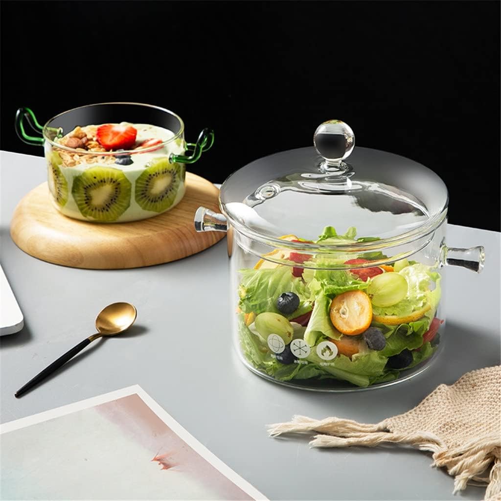 1.35/1.5L Household Heat Resistant Glass Soup Porridge Pot Microwave Fire Heating Transparent Bowl Kitchen Cooking