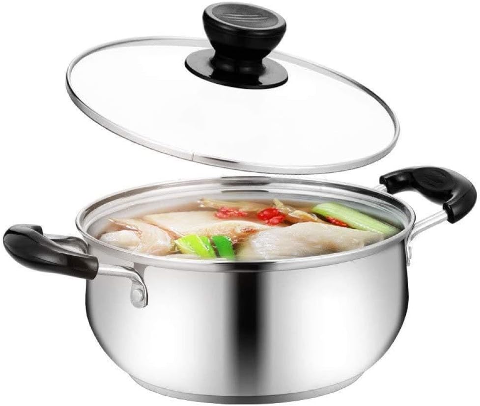 Stainless Steel Soup Pot Casserole Pan with Non-Stick Coating, 20-24cm, Gas Stove Cooker, Perfect for Frying, Stewing & Breakfast