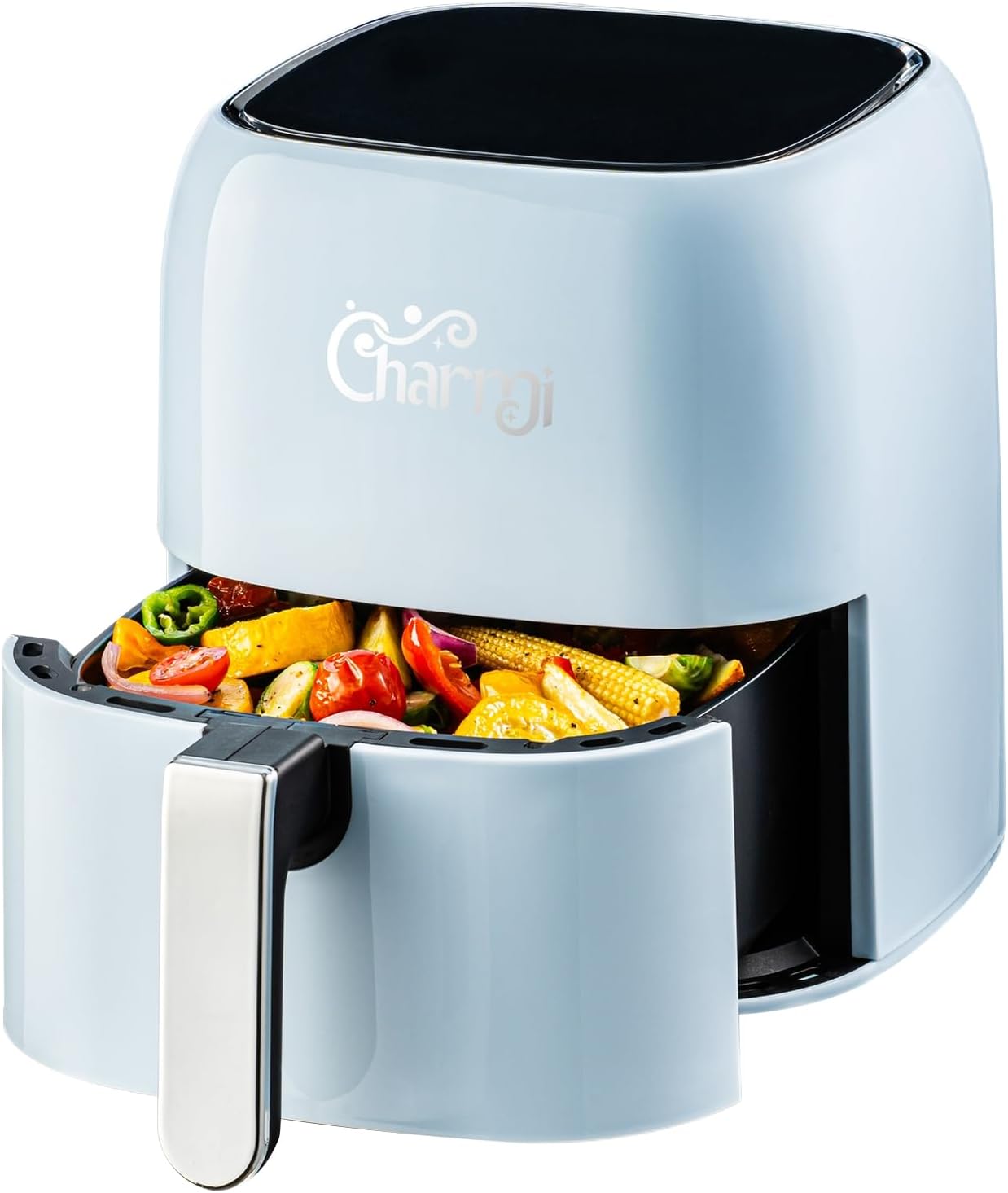 Charmi 5QT Air Fryer – Beautiful Retro Design, Stylish Countertop Look, Nonstick & PFAS-Free, Safe Auto Shutoff, Digital Touchscreen, 8 Cooking Presets (Pastel Blue)