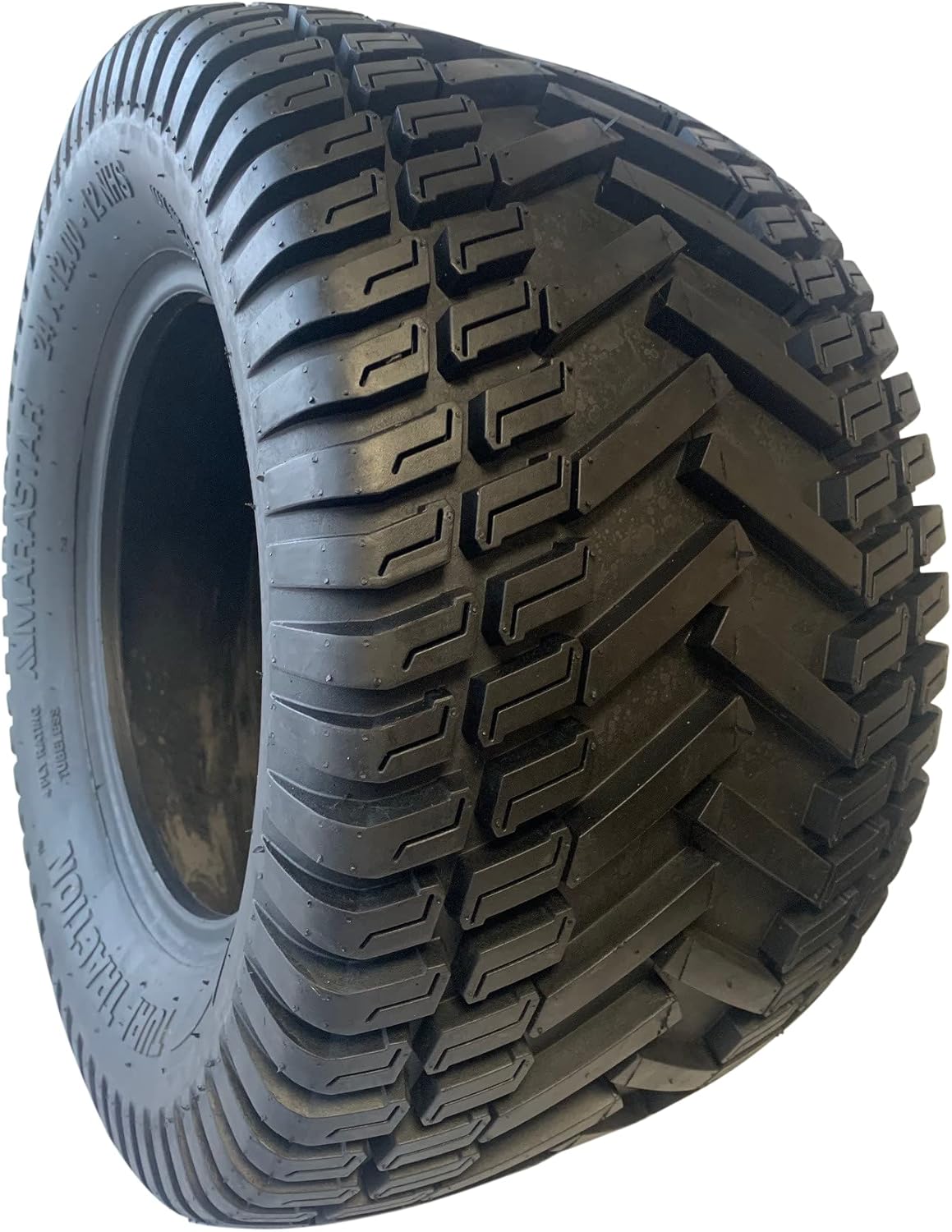 MARASTAR 24120-TO Turf Traction 24x12.00-12 4PR Rear TIRE ONLY for Riding Mowers, Black & Slime 2080-A Tubeless Tire Valves 1¼'', TR 413 45, Schrader valve stem, pack of 2 valves