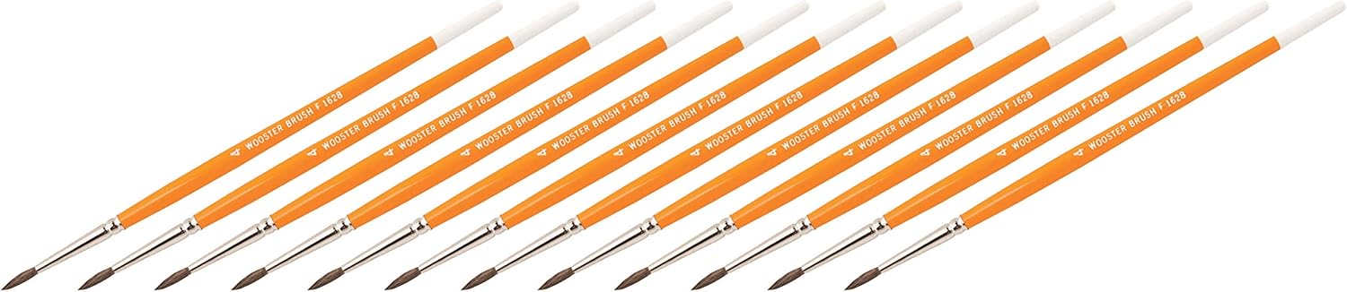 Wooster Brush Camel Hair Watercolor Pointed Artist Brushes Size #4 - Pack of 12