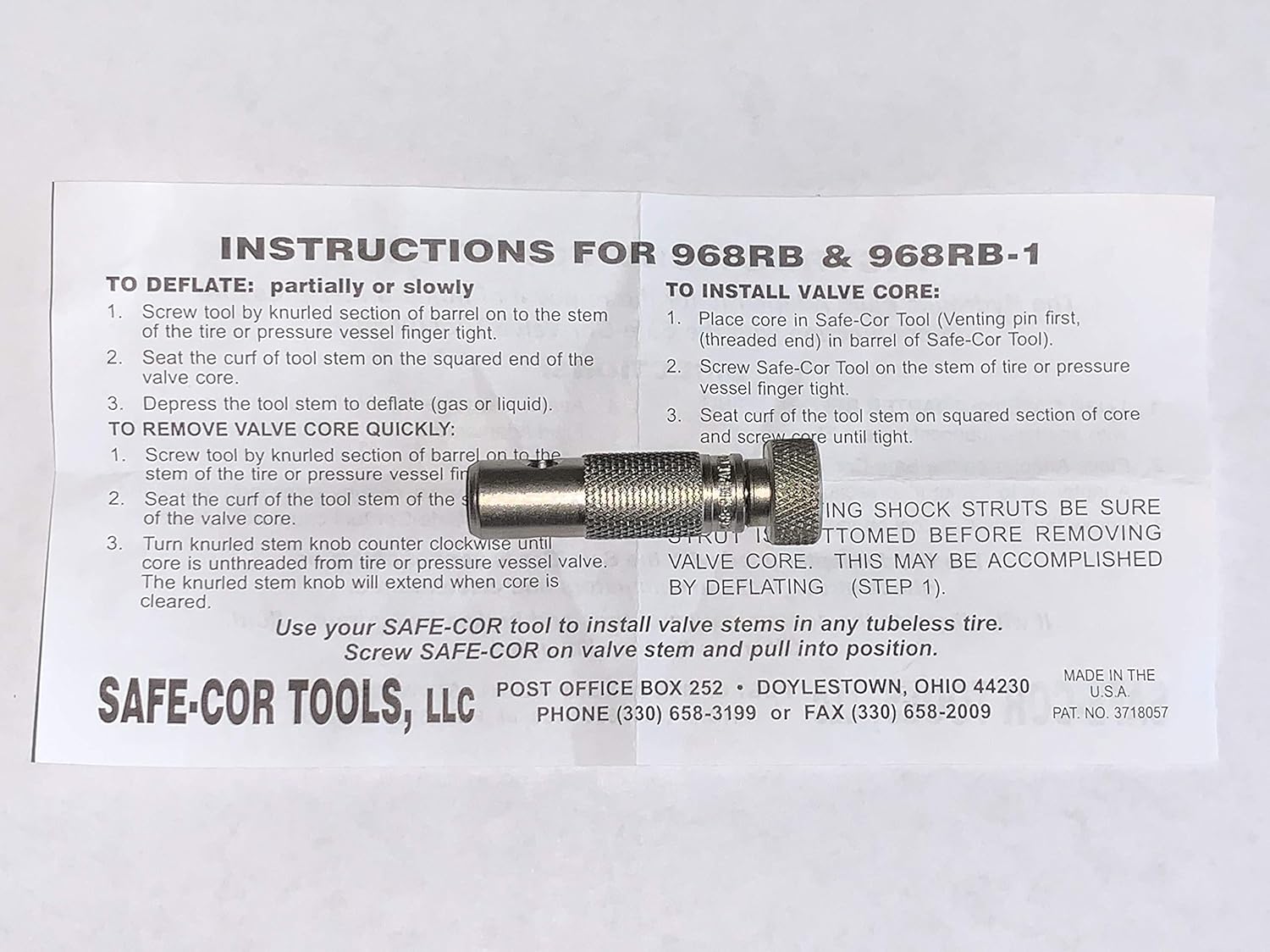 968RB Valve Stem Removal Tool