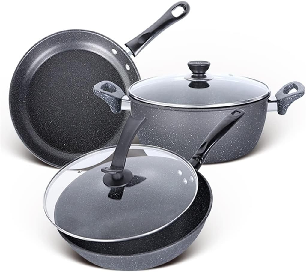 Cookware Set Frying Pan Soup Pot Stew Pot Wok Non-Stick Pan Saucepan Cooking Pot Set Kitchen Casserole Hotpot Steamer Boilers