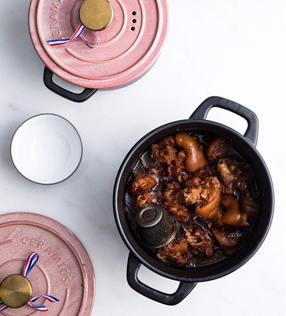 Casserole-Ceramic Round Black Dish Casserole/Clay Pot/Earthen Pot/Ceramic Cookware (Size : 4500ml) (2800ml)