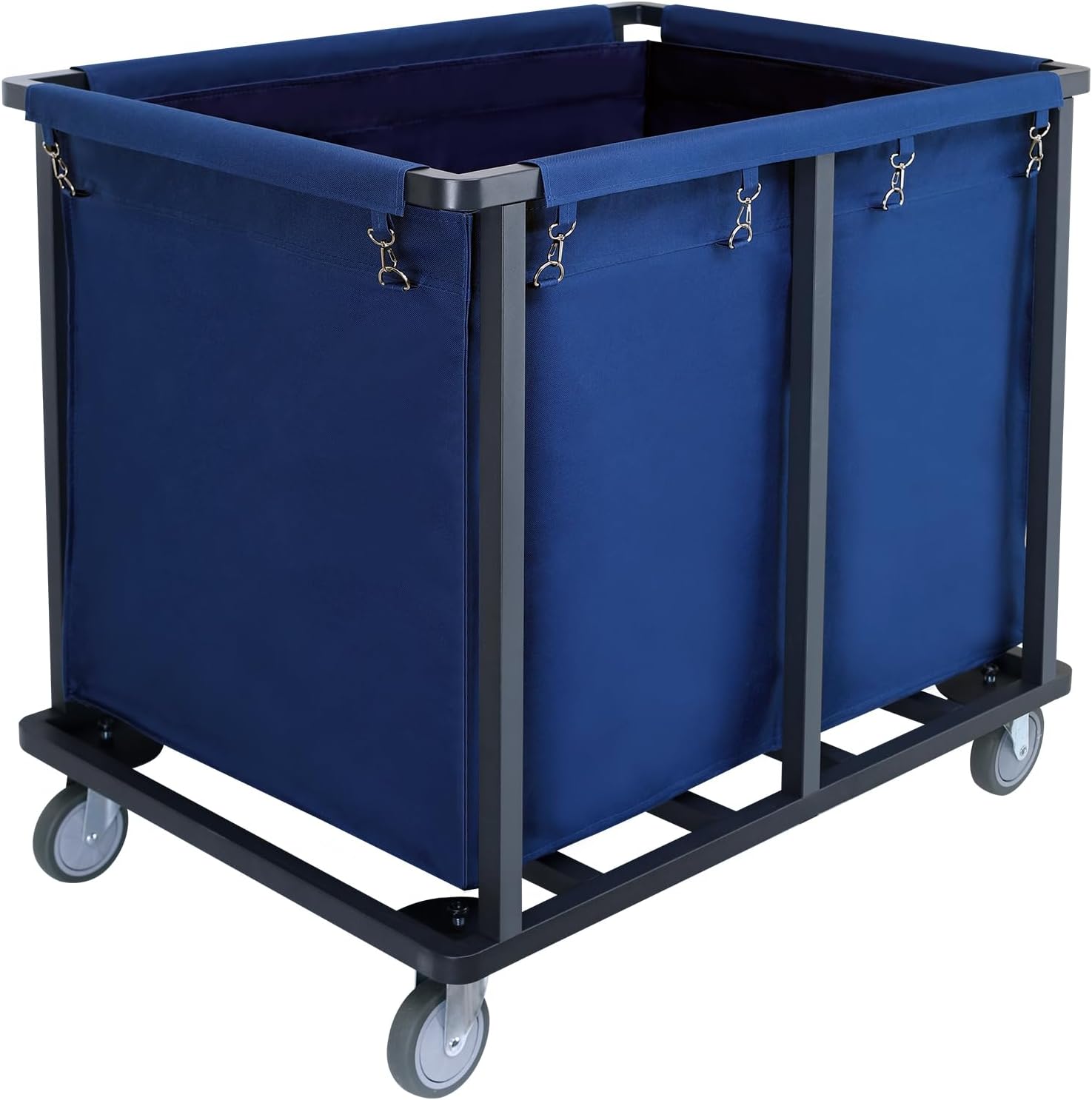 Commercial Laundry Cart with Wheels,600 lbs Industrial Laundry Cart with Steel Frame and Oxford Cloth Bag,Rolling Heavy Duty Laundry Cart with Wheels for Hotel,Housekeeping,400L(Blue)