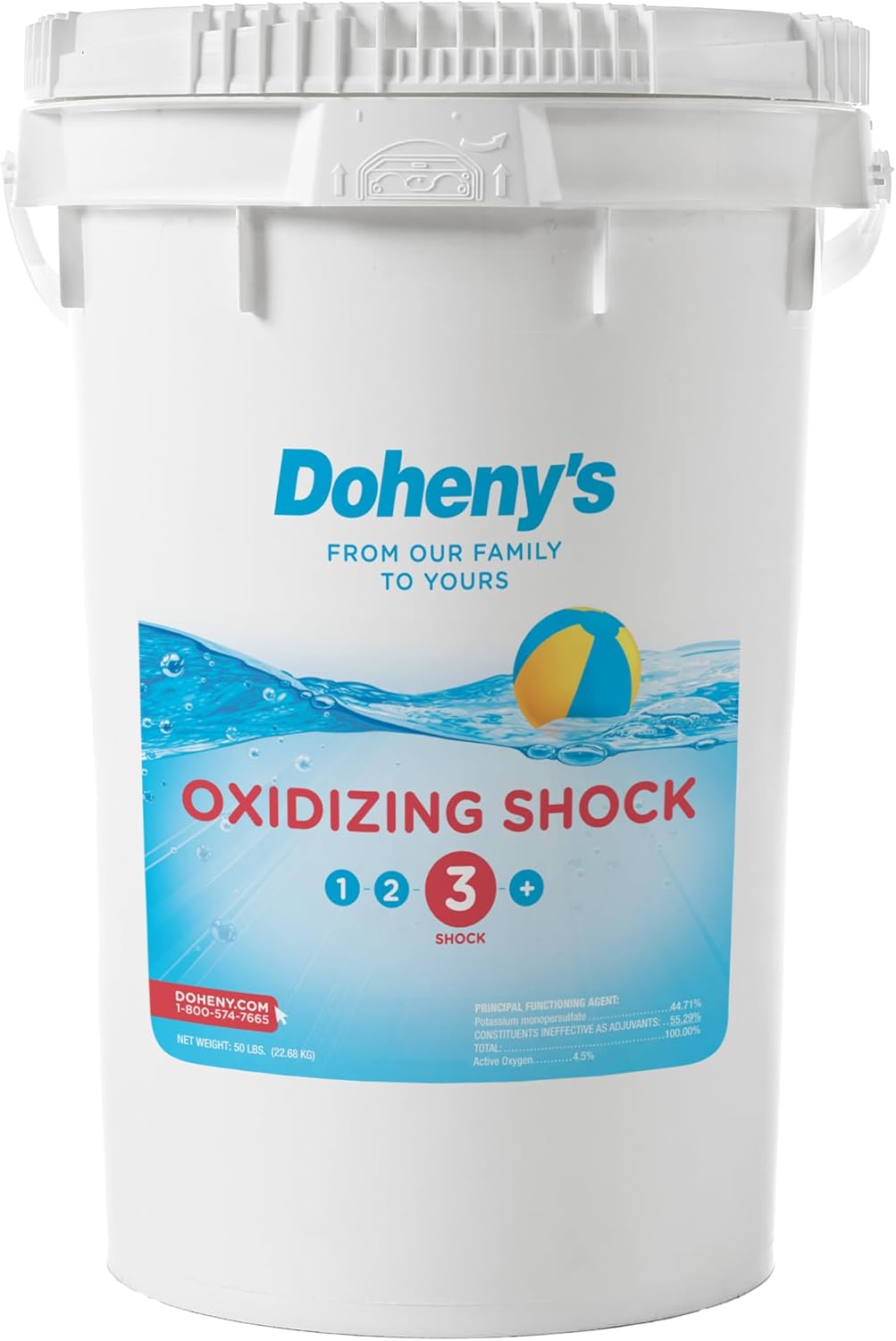 Doheny's Chlorine-Free Oxidizing Shock | Fast-Dissolving | Removes Chloramines & Boosts Free Chlorine | Safe to Swim 15 Minutes After Application | 50 lb. Bucket