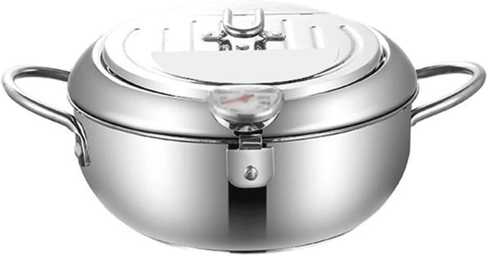 Stainless Steel Deep Fryer and Lid Household Fryer Pot for Kitchen Induction Cooker Cooking