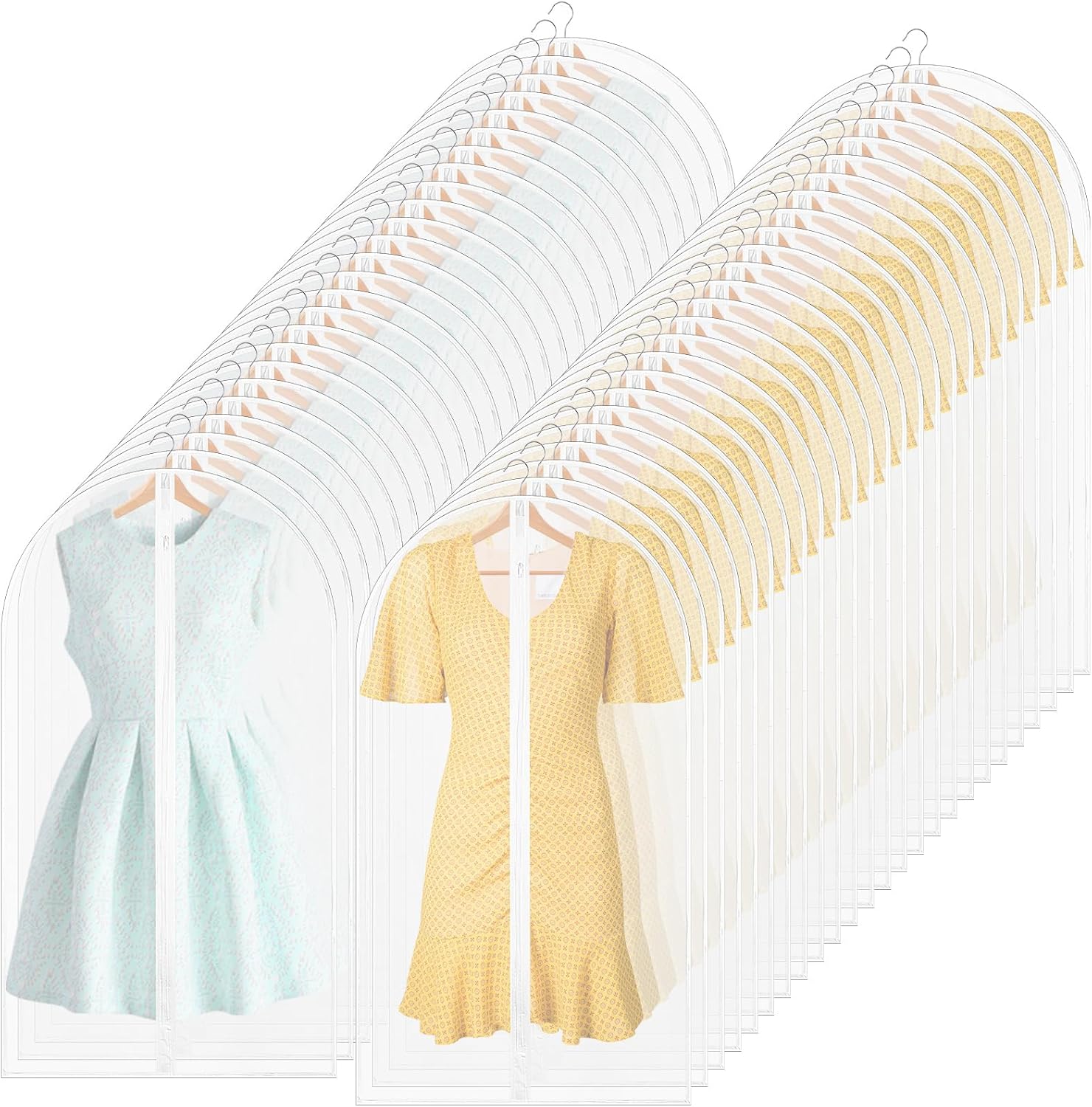 Sintuff 160 Pcs 24'' x 40'' Clear Garment Bags Bulk Clear Hanging Clothes Cover with Full Zipper Hanging Travel Garment Cover Bags for Clothes Storage