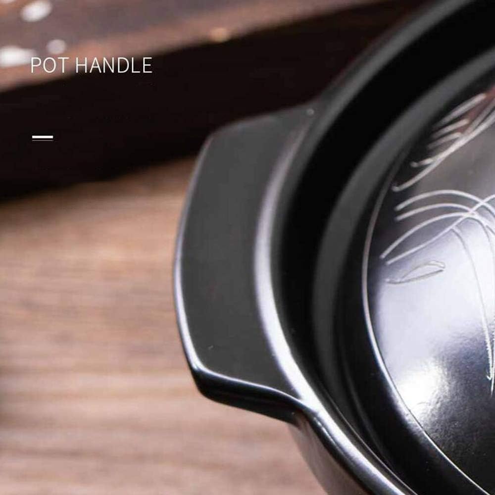 Small Casserole Clay Pot Non-Stick Soup Pot Delicious Stew Ceramic Stone Bowl, Pot with Lid Diameter 19cm